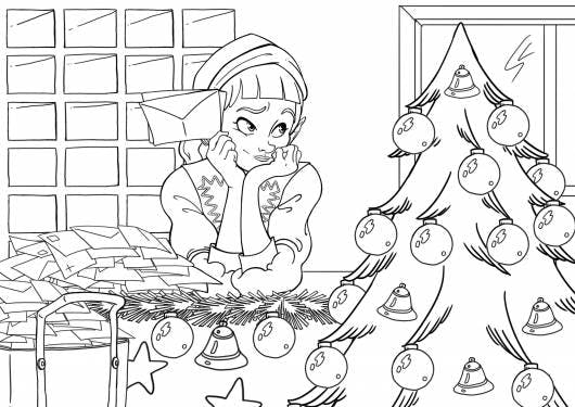 Join in the fun and bring color to Santa's Village with this coloring page featuring Leena the Postationist from the North Pole!