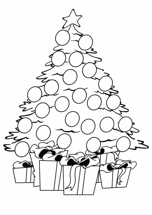 Venez vous amuser et apporter de la couleur au Village du Père Noël avec cette page à colorier mettant en vedette un arbre de Noël avec cadeaux du Pôle Nord!