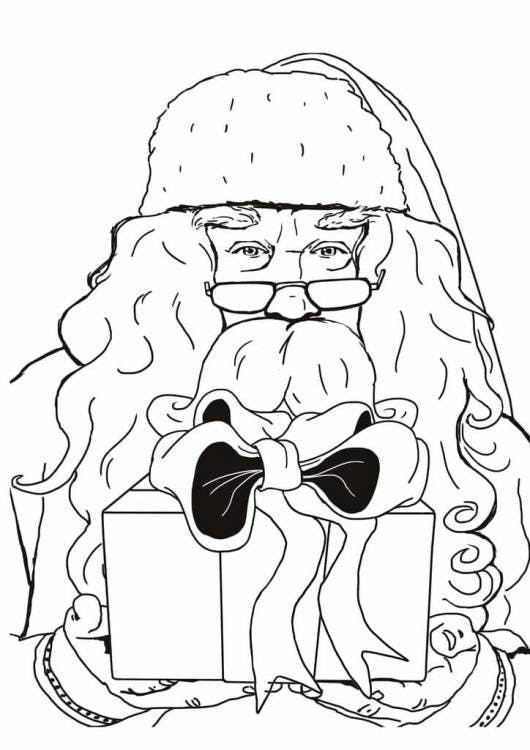 Bring color to Santa's Village with this coloring page featuring Santa with a present from the North Pole! Who did the elves make this present for?